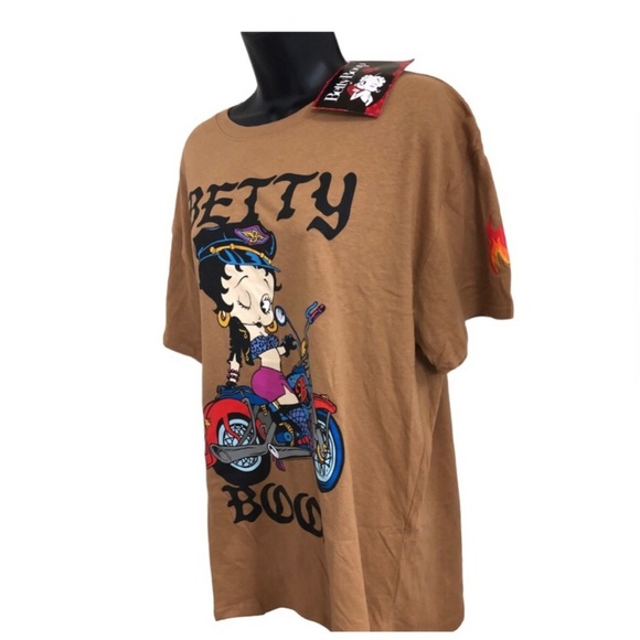Betty Boop brown hot winking betty on motorcycle t-shirt size XL‎ new - Picture 2 of 9
